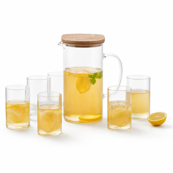 6 Piece Transparent Water Set with Jug | Drinkware Set