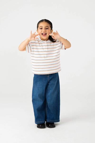 Girls Lycra Striped Henley Tee