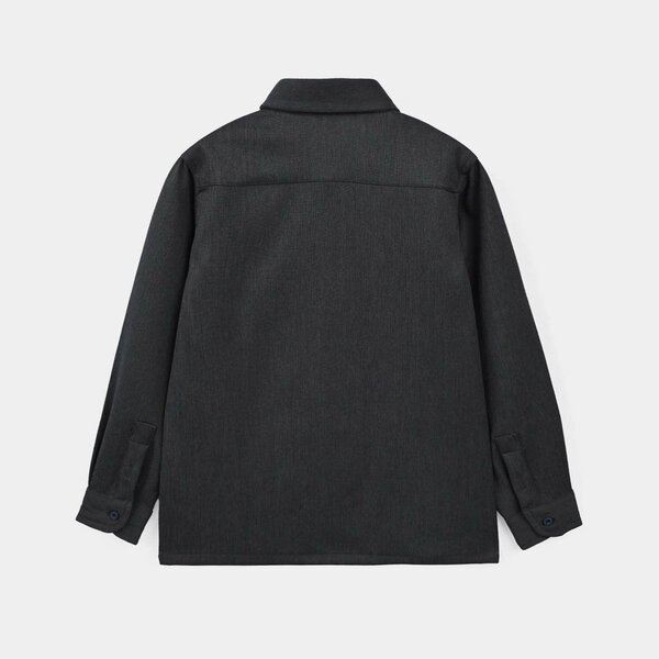 Boys Poly Cotton Shirt Full Sleeves (Onyx) - Dark Grey