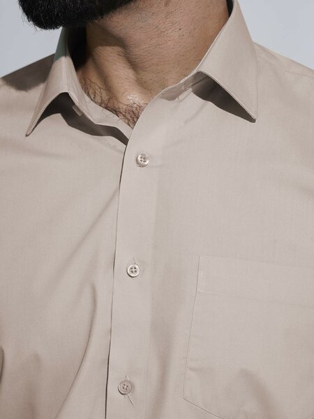 Beige Plain, French Collar, Elite Edition, Men’s Formal Shirt (FS-2464)