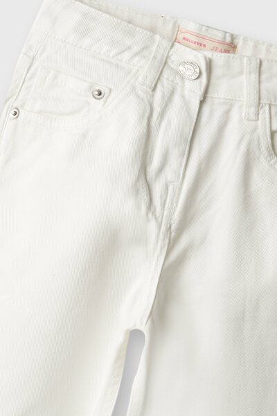 Girls Ivory Wide-Leg Twill Pants