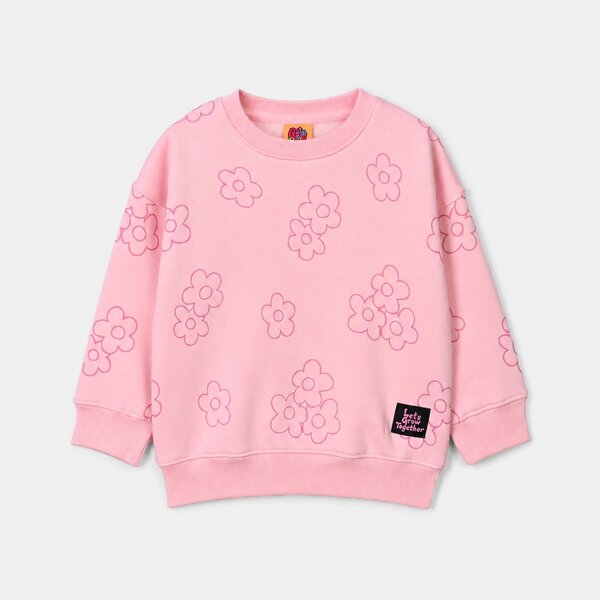 Girls Fleece Sweatshirt Flowers- Pink
