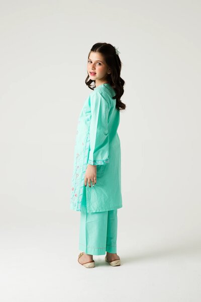 Light Green Delicate Embroidered Kurta Set - 2pc