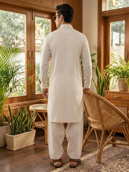 Off White Designer Shalwar Kameez (SK-736)