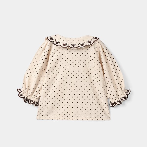 Infant Girls Polyester Embroidered Top Polka Dot - Off White