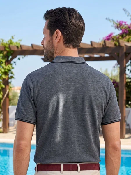 Charcoal Contrast Tipping Polo T-Shirt (POLO-1221)