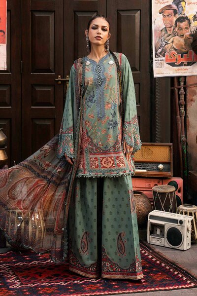 M Prints by Maria B Unstitched Printed Cambric 3 Piece Suit MB26UPC 2A - Casual Collection
