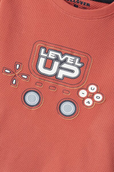 Boys Level Up Red Coral Tee