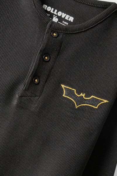 Boys Black Crest Waffle Tee