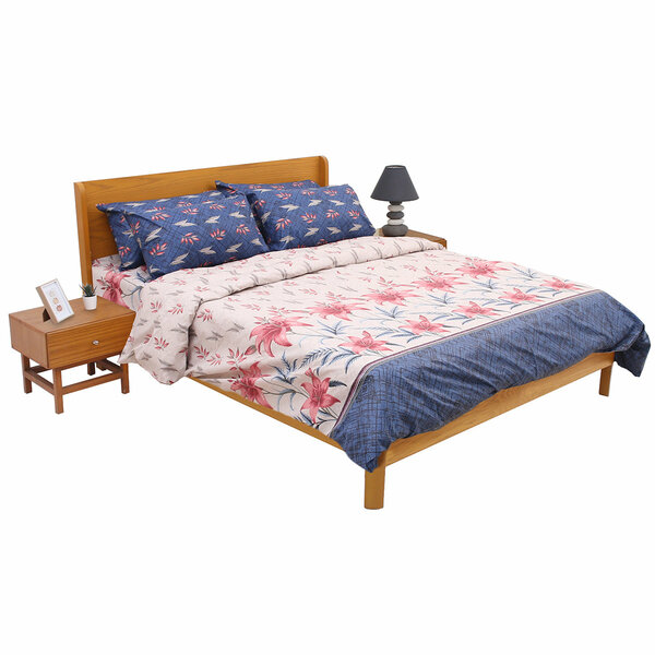 Pink Floral Double Bedding Set – 6 Piece Soft Elegant Printed Bed Linen