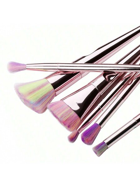 Shein - 10Pcs/Set Colorful  Makeup Tools Kit, Portable And Multi-Functional For Daily Makeup, Including Eyeshadow Brush, Foundation Brush, Blush Brush, Lip Brush, Nose Brush, Eyebrow Brush And Blending Brush