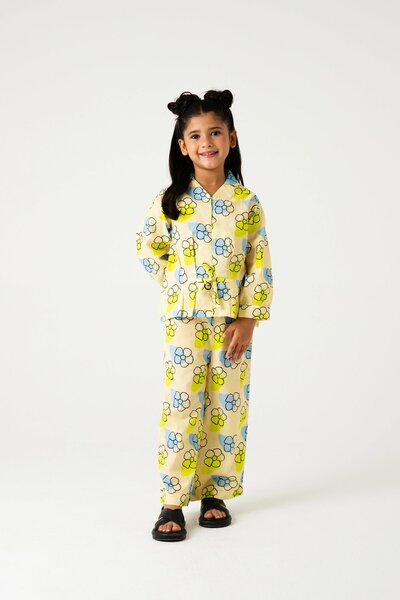 Bright Bloom Button Cotton Co-ord