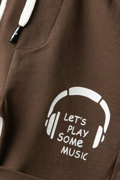 Boys Brown Music Terry Shorts