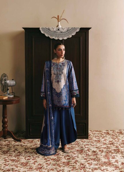 M Basics by Maria B Unstitched Embroidered Khaddar 3 Piece Suit MB26UMK MB-CUSV15 1A - Winter Collection