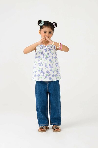 Floral Pintuck Sleeveless Cotton Top