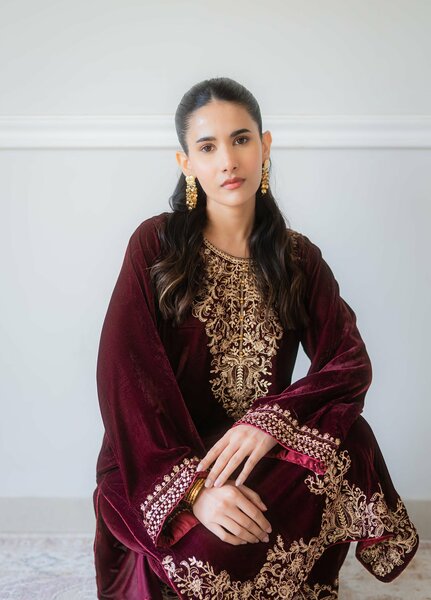 Atelier Velours by Rashid Textiles RTW Embroidered Velvet 2 Piece Suit RT26RAV Rania - Festive Collection