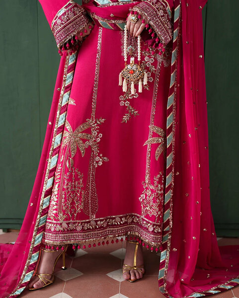 Mahenoor by Roheenaz Unstitched Embroidered Raw Silk 3 Piece Suit RN26UMR Mahveen RUNES260104 - Festive Collection