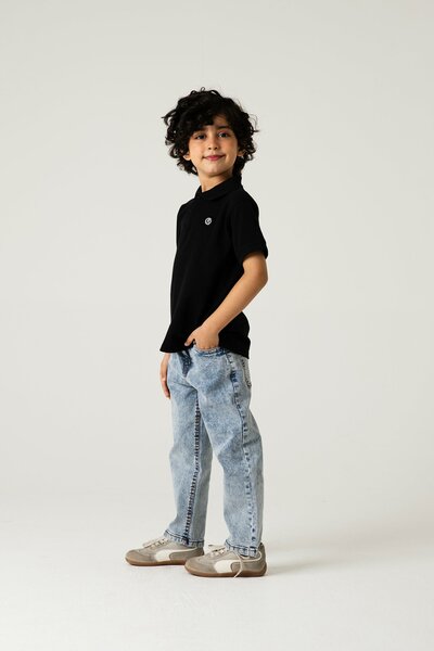 Boys Classic Black Pique Polo