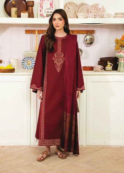 Onara by Humdum Unstitched Embroidered Khaddar 3 Piece Suit HD26UKO D-03 - Winter Collection