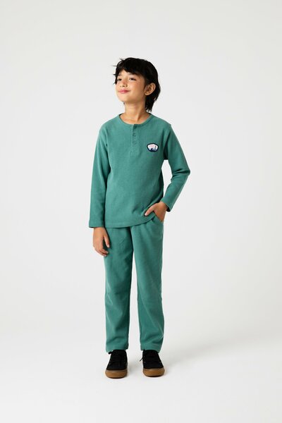 Boys Green Henley Waffle Co-ord Set