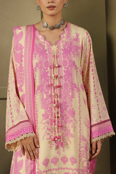 3 Piece Printed Crepe Dobby Suit