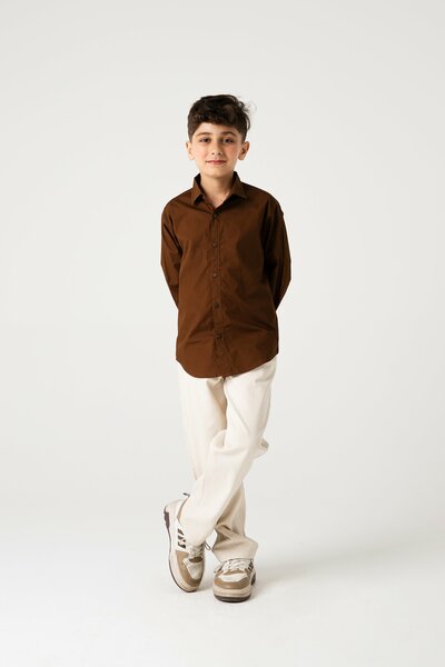 Boys Wooden Brown Casual Shirt