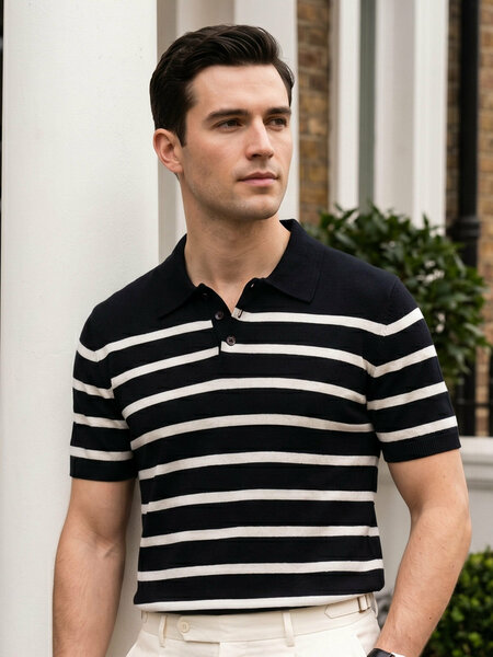 Black & White Sweater Knitted Polo (SKP-009)
