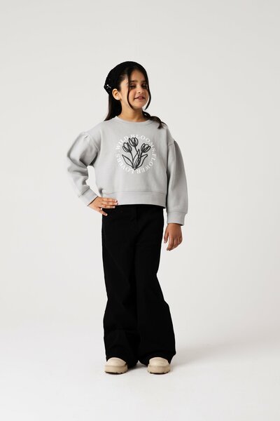 Girls Wild Bloom Gray Fleece Sweatshirt