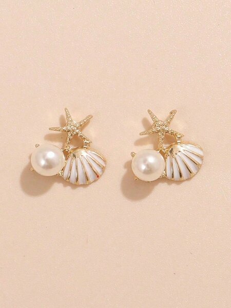 Shein - 1pair Small Shell Earrings