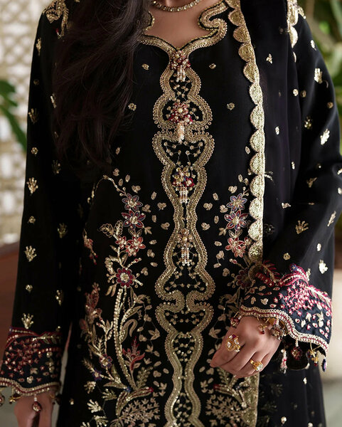 Mahenoor by Roheenaz Unstitched Embroidered Raw Silk 3 Piece Suit RN26UMR Chandni RUNES260107 - Festive Collection