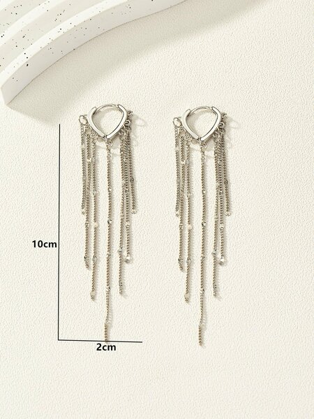 Shein - Chain Tassel Drop Earrings