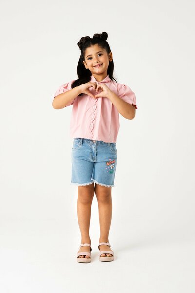 Blush Pink Wavy Cotton Top