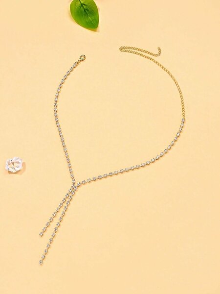 Shein - Stonefans 1Pc Minimalist Tassel Pendant Necklace
