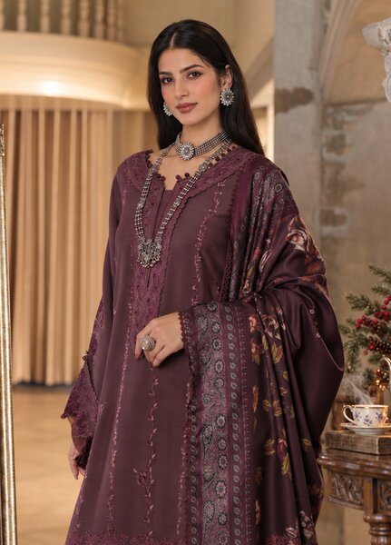 Noor by Saadia Asad Unstitched Embroidered Linen 3 Piece Suit SA26UNL D5 A - Winter Collection
