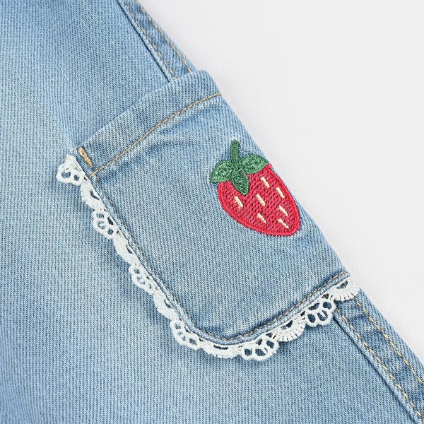 Infant Girls Denim rigid Pant Strawberry-Light Blue