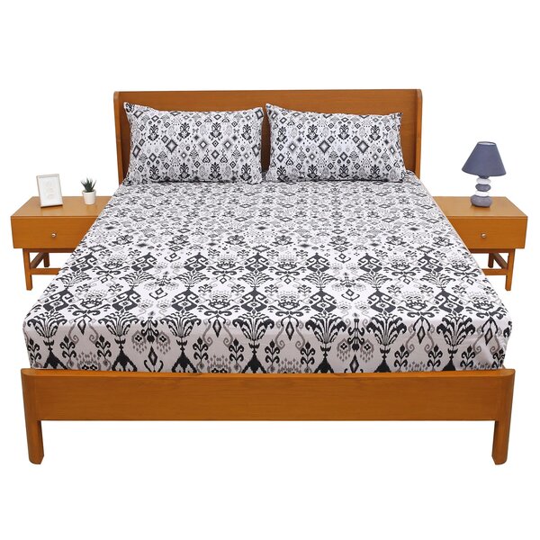 Silver Lining Double Bed Sheet – 96x102 Inches | Soft Printed Cotton Bedsheet