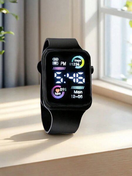Shein - 4/1pc Men's Fashionable And Simple LED Heart-Shaped Digital Display Electronic Watch