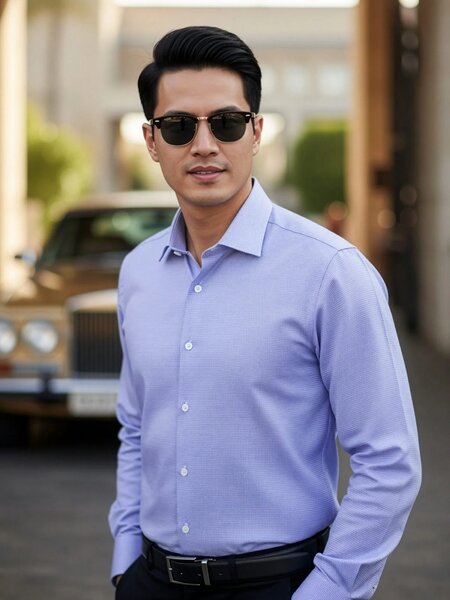 Blue Checkered, Elite Edition, Cutaway Collar Men’s Formal Shirt (FS-2646)