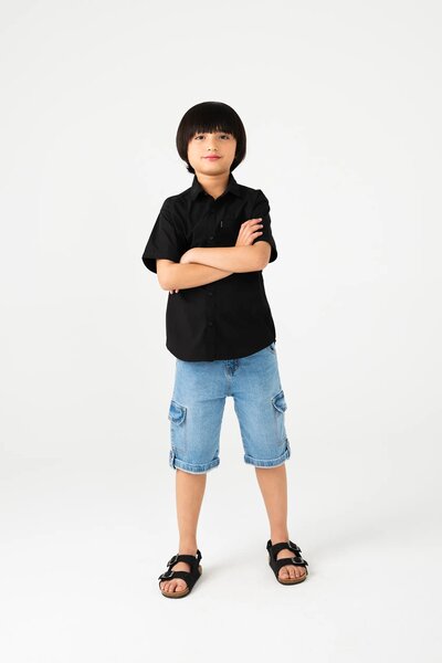 Deep Black Classic Boys’ Cotton Shirt