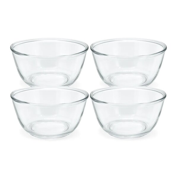 4-Piece Clear Glass Bowl Set – 1600 ml Large Multi-Purpose Mixing & Serving Bowls
