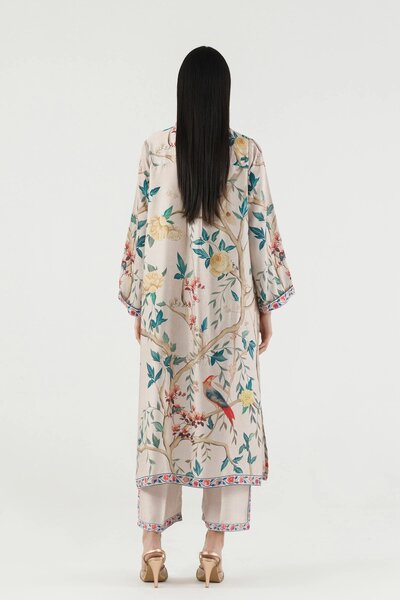 Stitched Printed Satin Shirt + Culotte