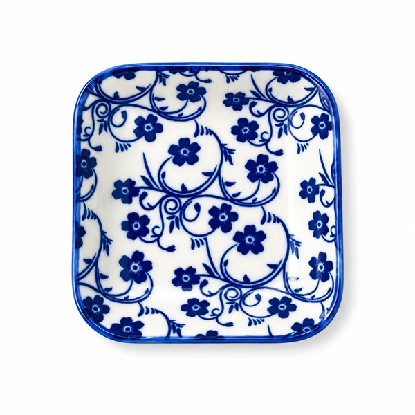 White & Blue Rectangular Sauce Dish – Small Decorative Serving Dish
