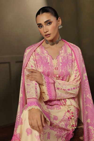 3 Piece Printed Crepe Dobby Suit