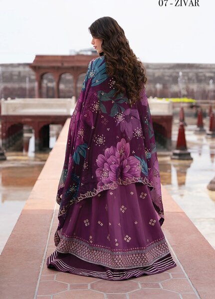 Mor by Xenia Formals Unstitched Embroidered Rawsilk 3 Piece Suit XE26UMV 07 ZIVAR - Festive Collection
