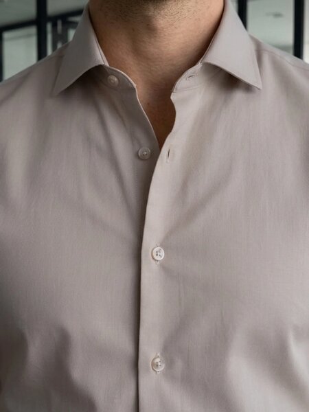 Beige Plain, Cutaway Collar, Poplin Formal Shirt (FS-3008)