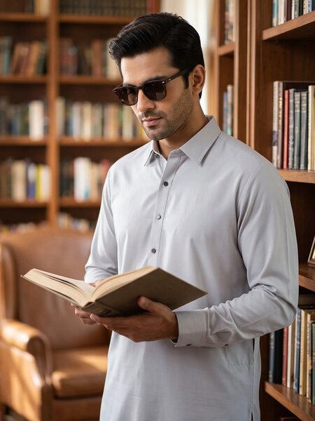 Light Grey Designer Shalwar Kameez (SK-722)