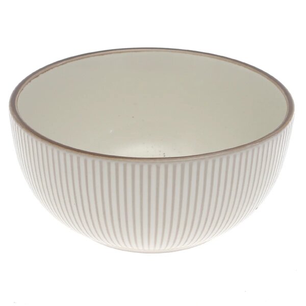 White Ribbed Ceramic Bowl – 6 Inch Minimalist Dining Bowl