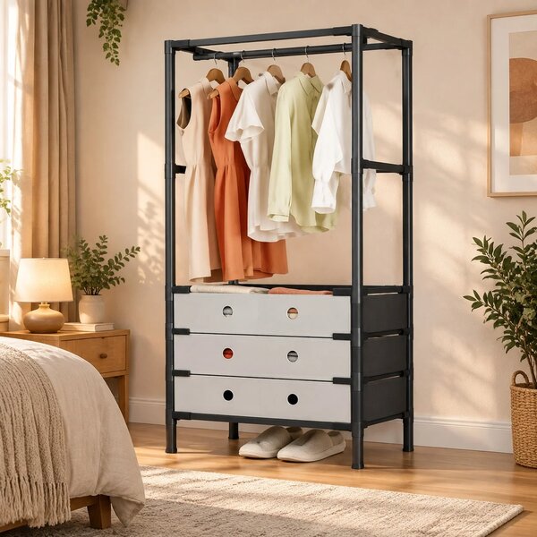 Multifunctional Cloth Rack With Wardrobe | Clothes Storage Organizer