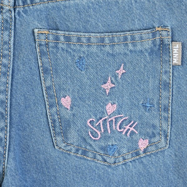 Girls Denim Rigid Pant Stitch - Dark Blue