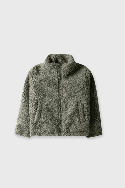 Girls Olive Luxe Sherpa Jacket